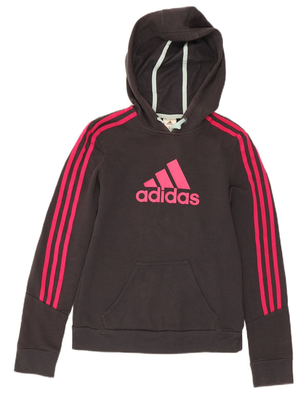 Adidas Pull à capuche graphique pour femme UK 4/6 XS Gris Coton
