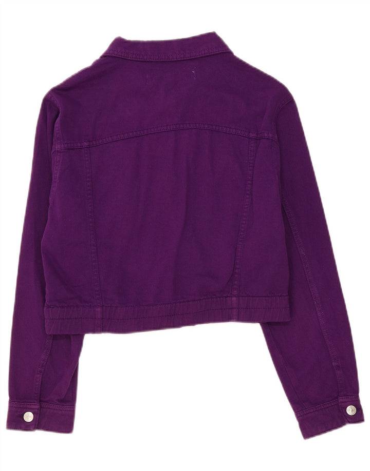 Zara Veste en jean courte pour femme UK 10 Small Violet