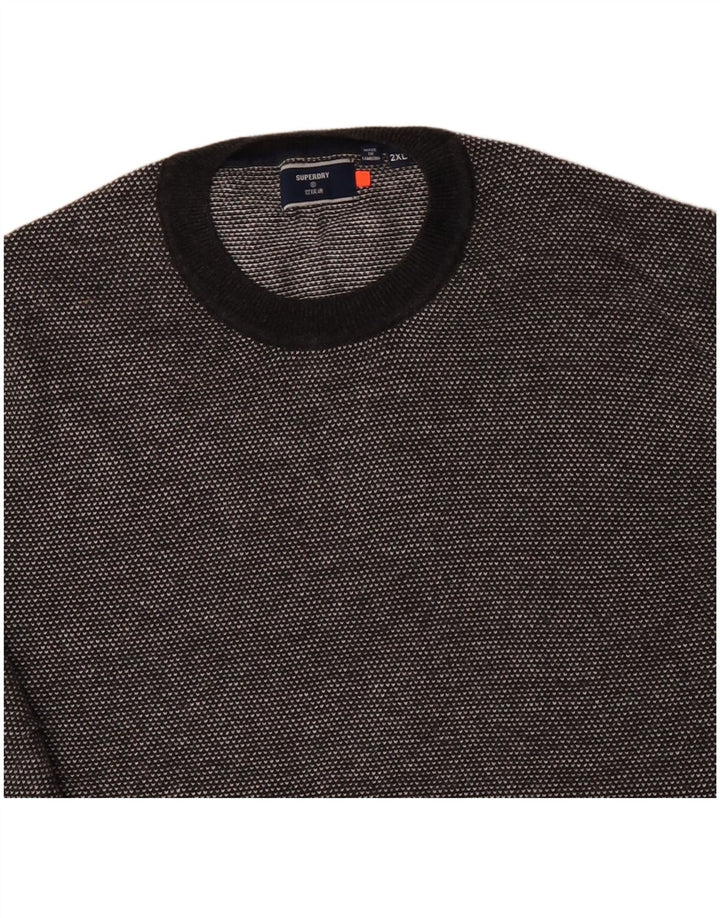SUPERDRY Pull à col rond pour homme 2XL Gris Coton