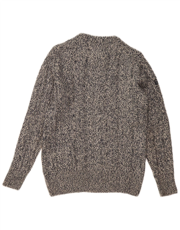 Superdry Pull ras du cou en laine mouchetée bleu marine moyen