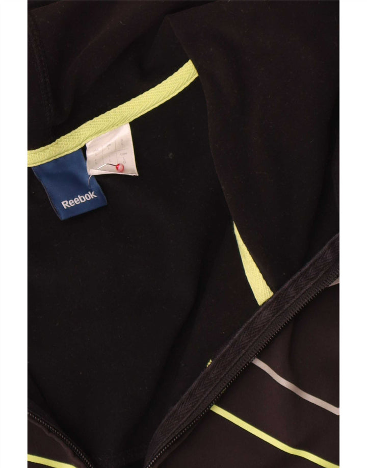 Reebok Pull à capuche zippé graphique pour homme en polyester à fines rayures noires