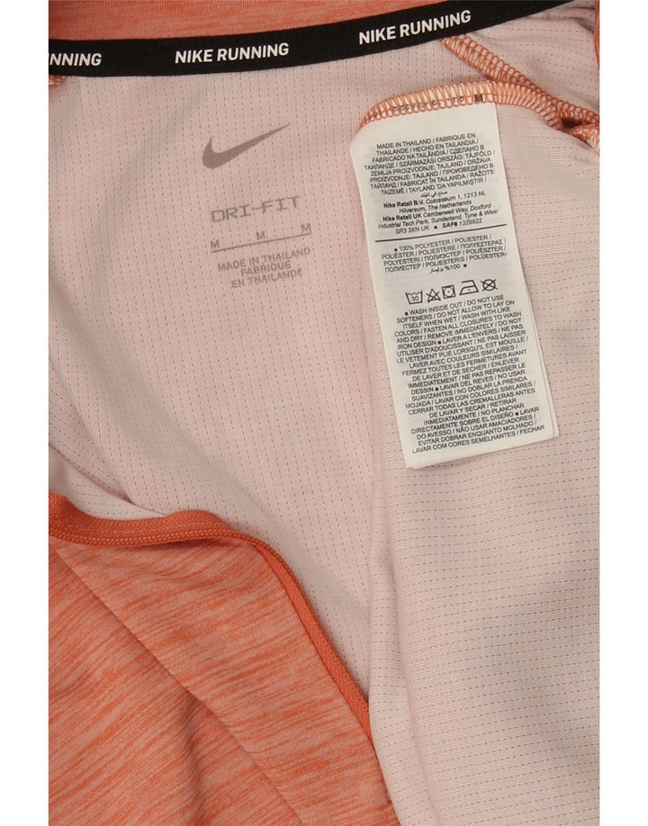 Nike Haut de survêtement à col zippé Dri Fit pour femme UK 14 Orange moyen