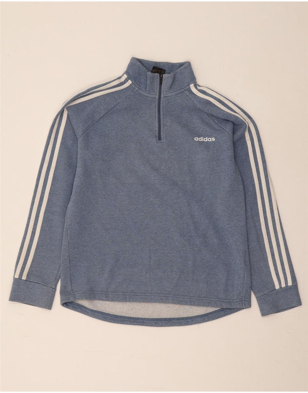 Adidas Sweat-shirt à col zippé pour femme UK 12/14 Bleu moyen Coton