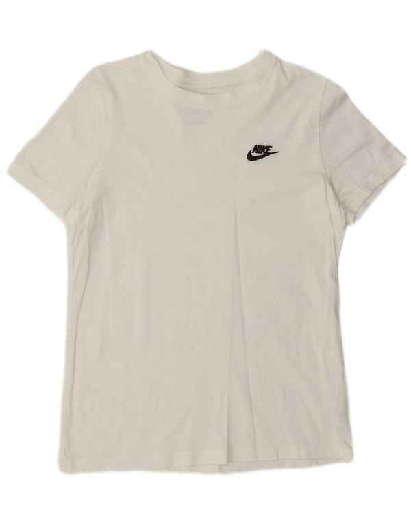 Nike Womens T-Shirt Top UK 10 Petit Blanc Coton