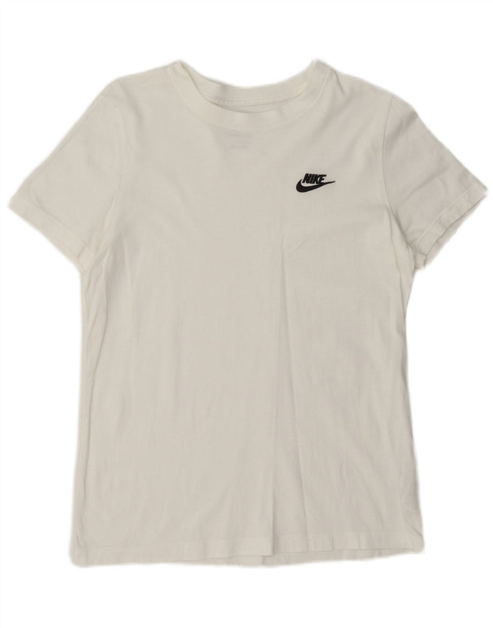 Nike Womens T-Shirt Top UK 10 Petit Blanc Coton