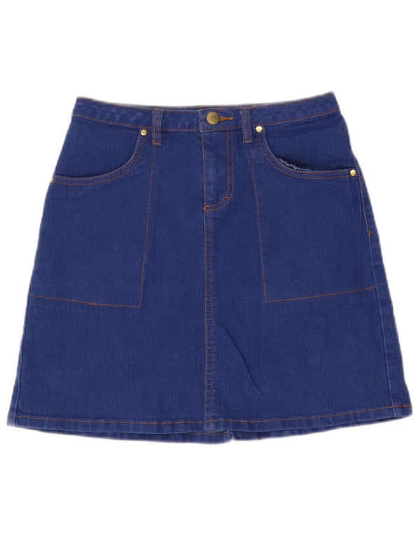 Topshop Mini jupe en jean pour femme UK 8 Small W26 Bleu Polyester