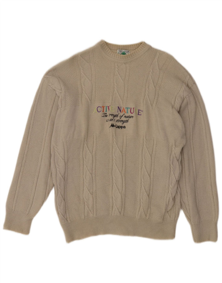 KAPPA Pull graphique à col rond pour homme, grand beige