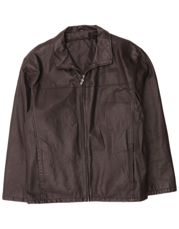 Angelo Litrico Mens Leather Jacket UK 42 XL Black