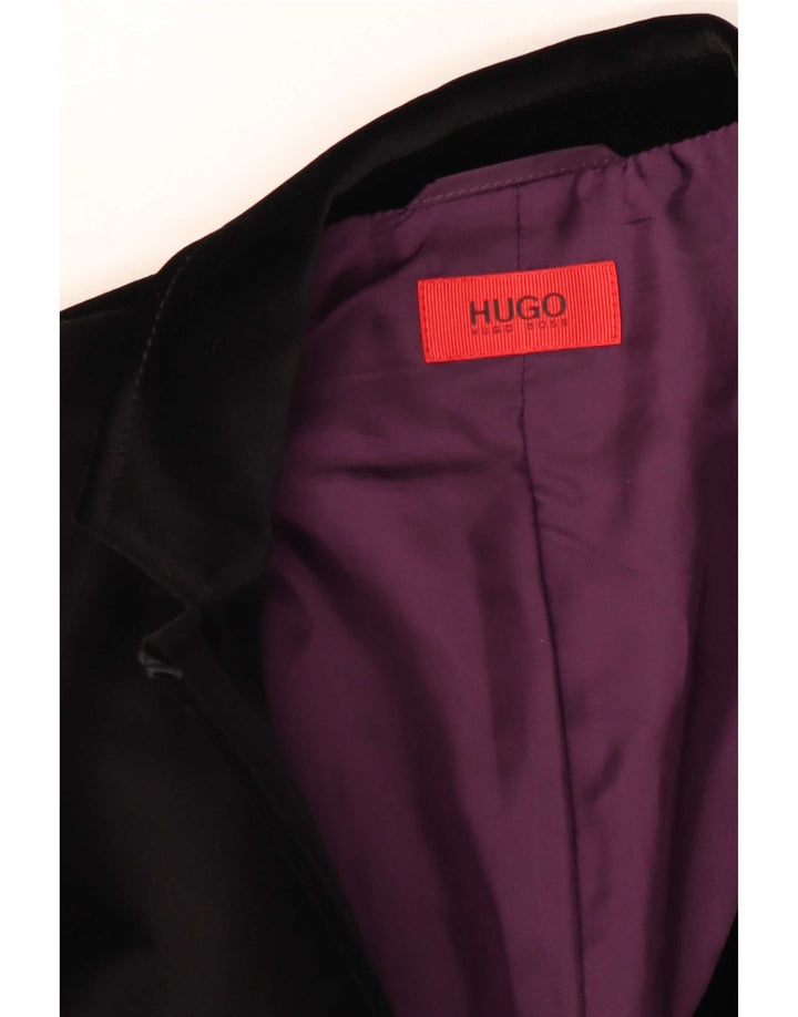 Hugo Boss Veste blazer en velours à 1 bouton pour femme UK 10 Small Noir