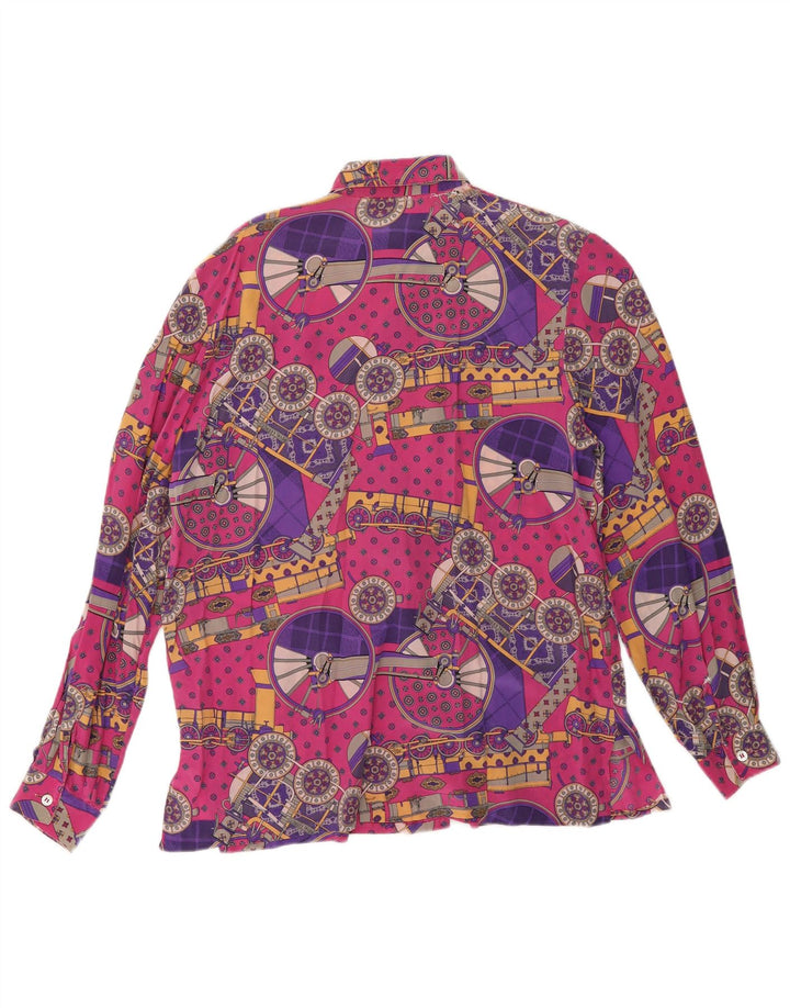 VINTAGE Chemisier à motif abstrait pour femme IT 44 Rose moyen