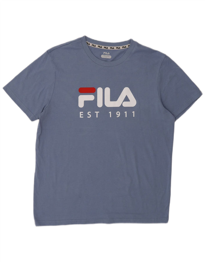Fila T-shirt graphique pour hommes, grand, bleu, coton