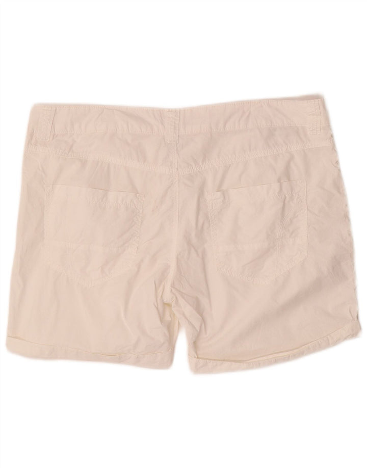 BENETTON Short décontracté pour femme UK 14 Large W38 Coton Blanc