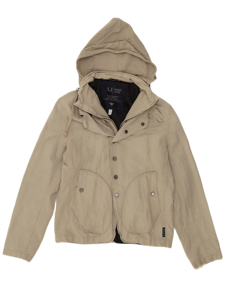 Armani Jeans Veste bomber à capuche pour homme EU 50 Coton beige moyen