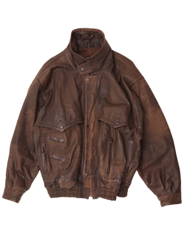 veste en cuir homme vintage UK 42 XL Marron