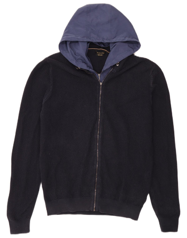 Massimo Dutti Cardigan à capuche pour homme XL en coton color block bleu marine