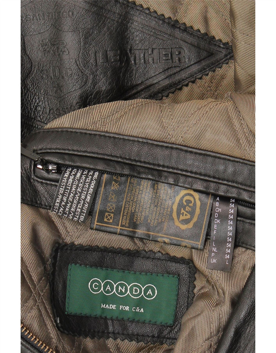 Canda Veste en cuir pour homme UK 40 Grand cuir noir