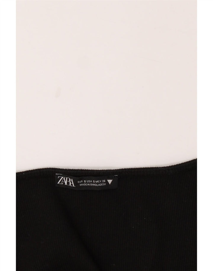 ZARA Womens Crop Top Long Sleeve UK 8 Small Black Vintage Zara and Second-Hand Zara from Messina Hembry 