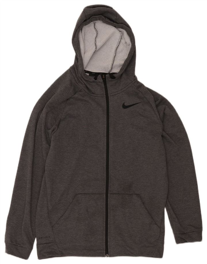 Nike Pull à capuche zippé Dri Fit pour homme Petit Gris Polyester