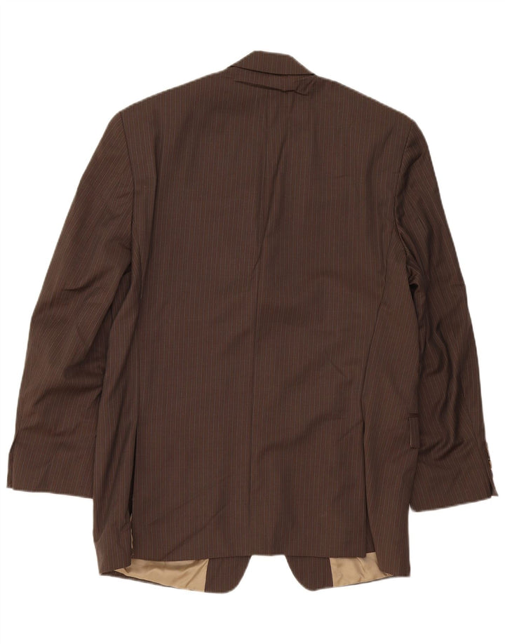 Chaps Veste blazer à 3 boutons pour homme UK 40 Grande laine vierge à fines rayures marron