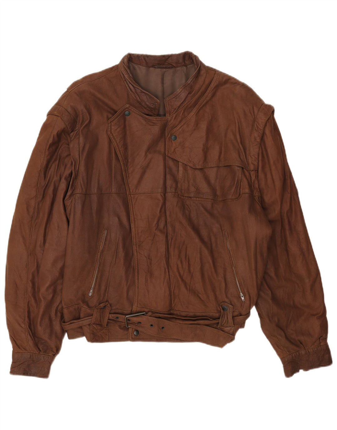 veste en cuir coupe ample vintage pour hommes IT 48 cuir marron moyen