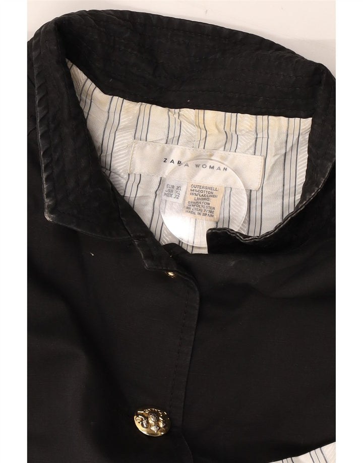 Zara Womens Crop Bomber Jacket UK 18 XL Coton Noir