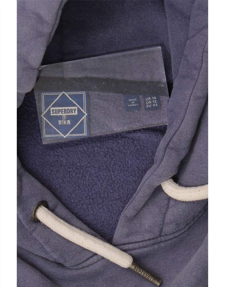 SUPERDRY Pull à capuche graphique pour femme UK 16 Large Bleu marine Colourblock