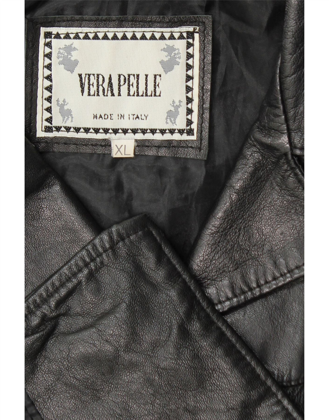 vintage Femmes 3 Boutons Veste Blazer En Cuir UK 18 XL Cuir Noir
