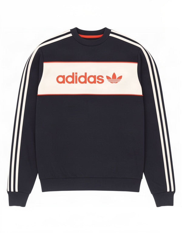 Adidas Mens Graphic Sweatshirt Jumper XS Bleu Marine Colorblock Coton