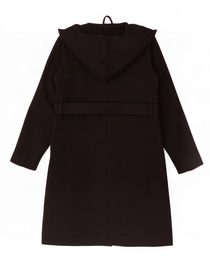 Zara Manteau à capuche pour femme UK 44 Medium Noir Polyester