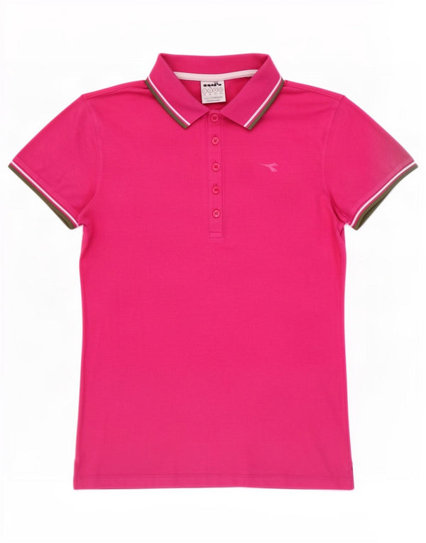 Diadora Polo Femme UK 14 Large Rose Coton