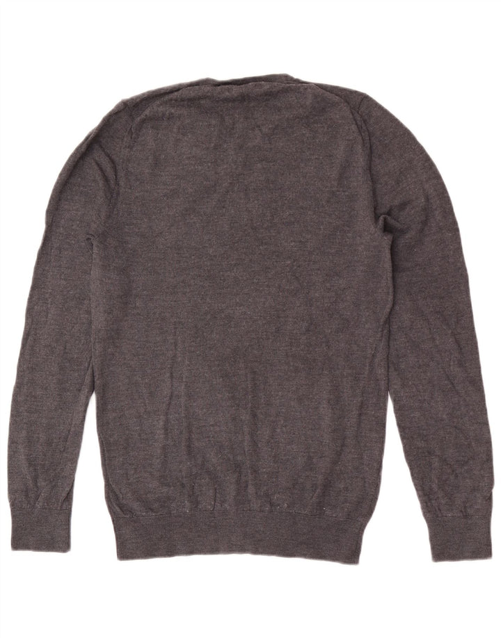 Marks & Spencer Pull col V pour homme en laine mérinos Gris Taille S