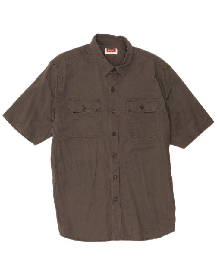 Wrangler Chemise à manches courtes pour homme Grand coton gris