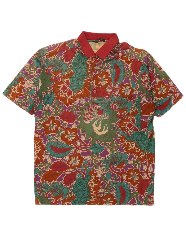 Paul & Shark Mens Yachting Polo Shirt Medium Multicoloured Floral Cotton