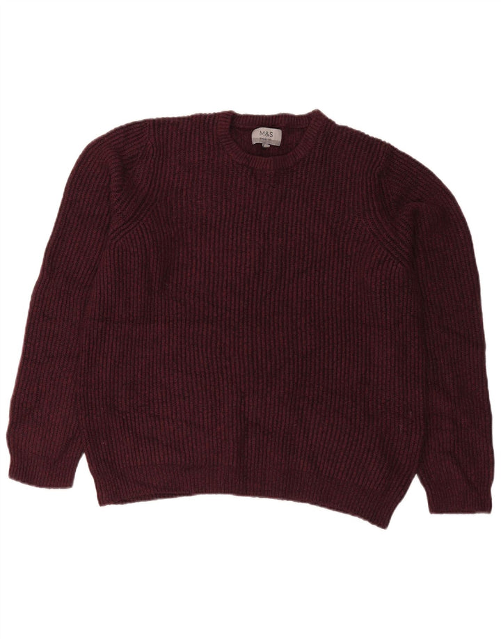 Marks & Spencer Pull Col Ras du Cou Homme Acrylique Bordeaux Moyen