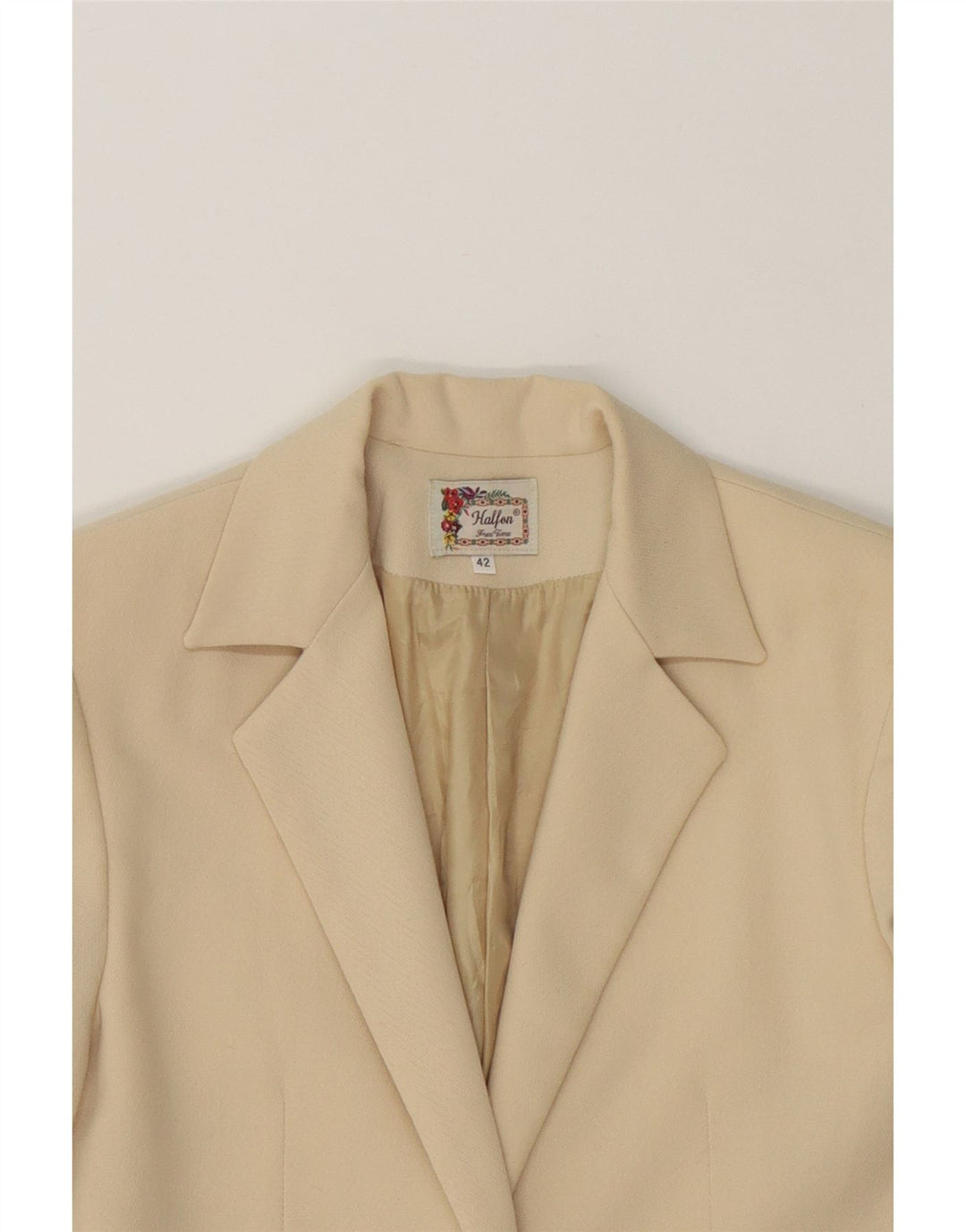 HALFON Womens 1 Button Blazer Jacket IT 42 Medium Beige Polyester Vintage Halfon and Second-Hand Halfon from Messina Hembry 