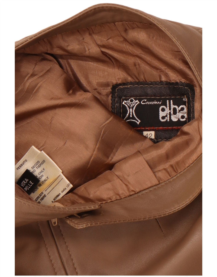 VINTAGE Jupe en cuir taille haute femme IT 42 Medium W26 Cuir marron