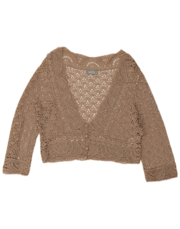 Wallis Cardigan court au crochet pour femme UK 12 en viscose florale beige moyen