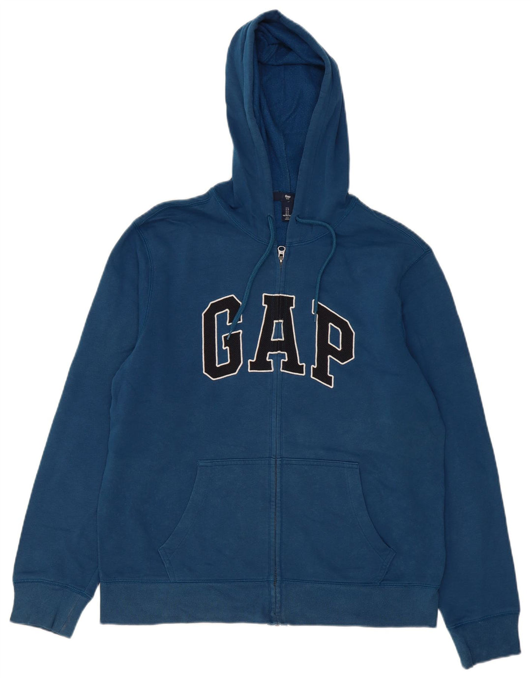 Gap Pull à capuche zippé graphique pour hommes, grand coton bleu