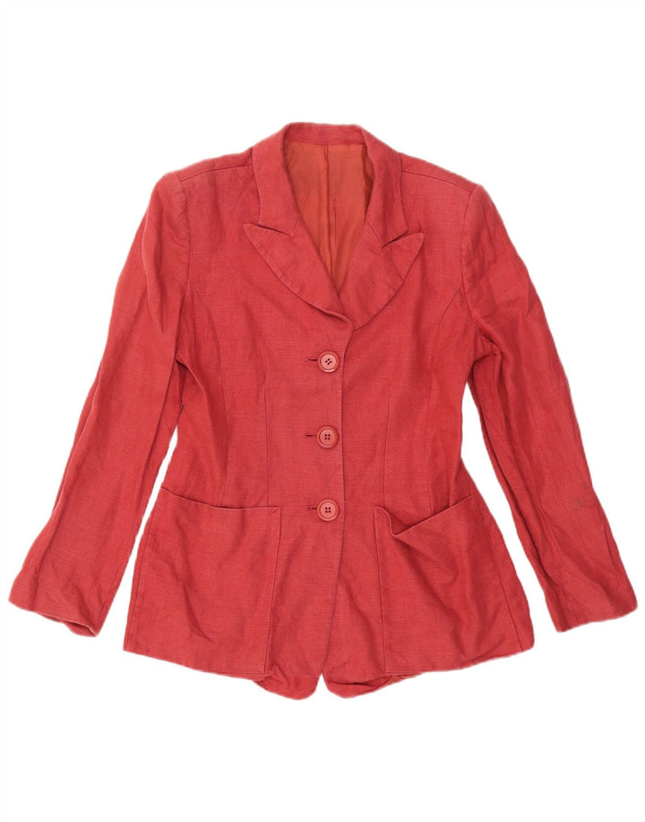 Hobbs Veste blazer à 3 boutons pour femme UK 12 Lin rouge moyen