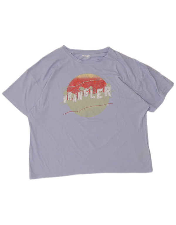 Wrangler T-shirt graphique surdimensionné pour femme UK 10 petit coton bleu