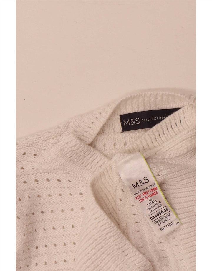Marks & Spencer Pull à col rond pour femme UK 10 Petit Blanc