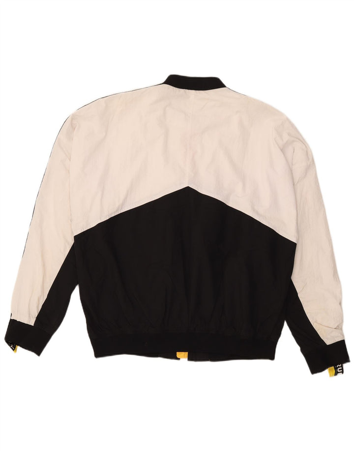 Zara Mens Graphic Survêtement Top Jacket Large Noir Colorblock Nylon