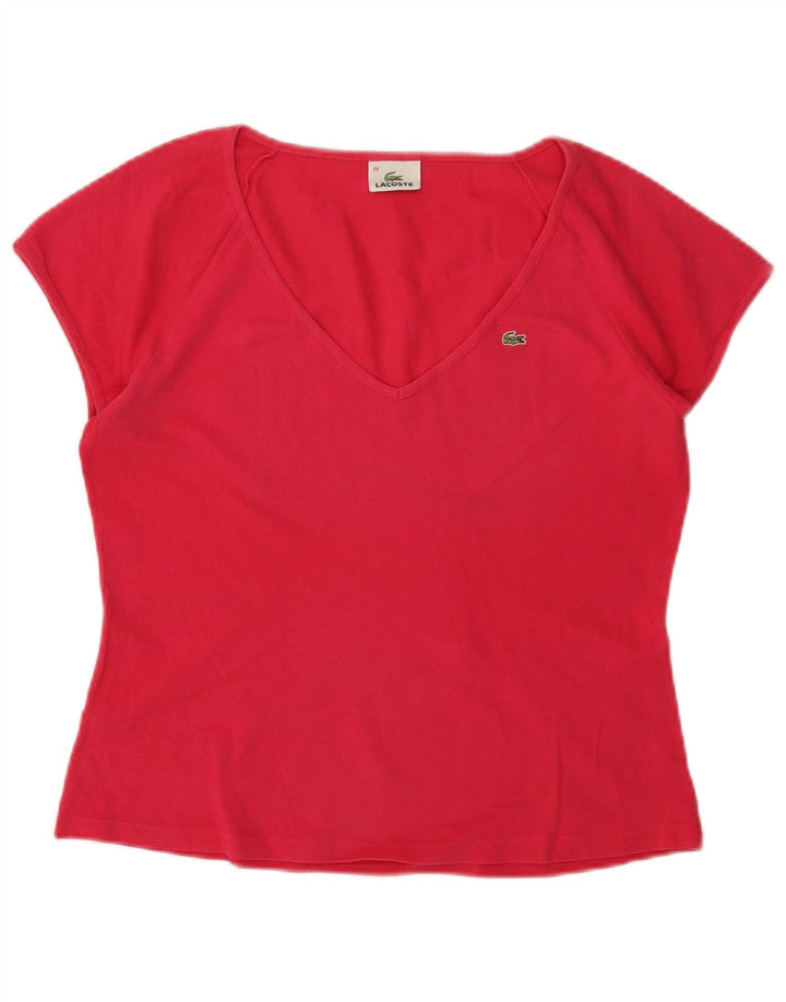 LACOSTE T-Shirt Femme Top Taille 44 Large Rouge