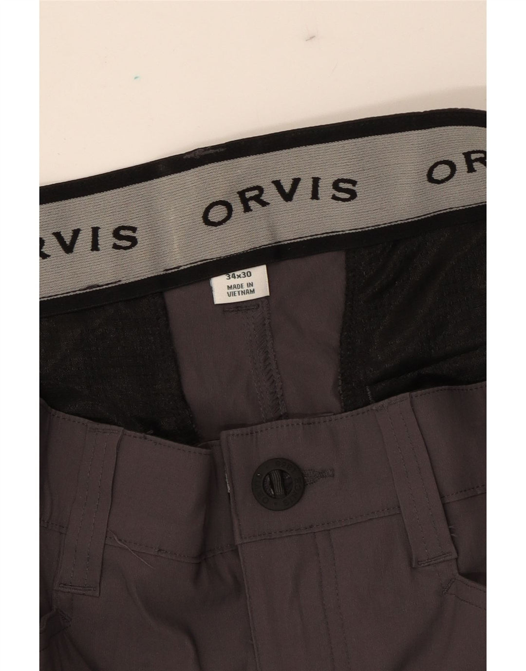 ORVIS Mens Straight Cargo Trousers W34 L30  Grey Nylon Vintage Orvis and Second-Hand Orvis from Messina Hembry 