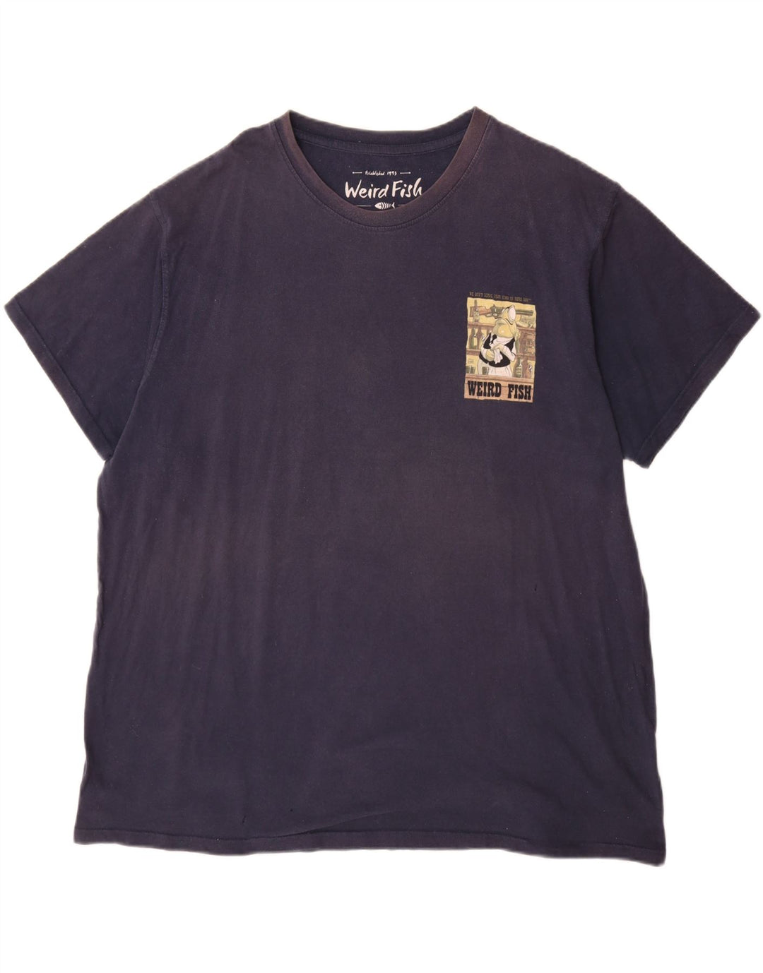 WEIRD FISH T-Shirt graphique homme haut 3XL bleu marine coton