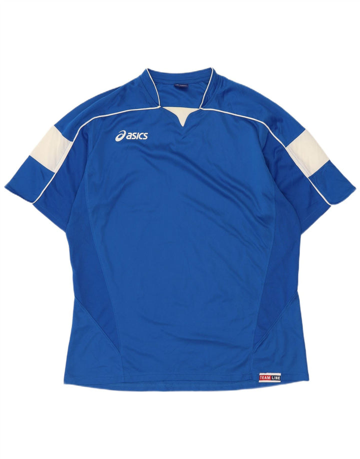 Asics T-Shirt Homme Top XL Bleu Colorblock Polyester