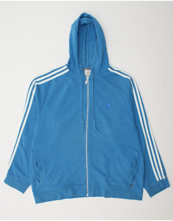 ADIDAS Mens Zip Hoodie Sweater XL Blue Cotton