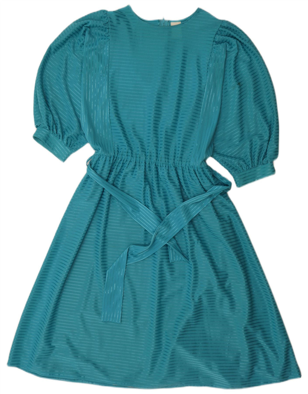vintage Femme Robe A-Line EU 38 Polyester Rayé Bleu Moyen