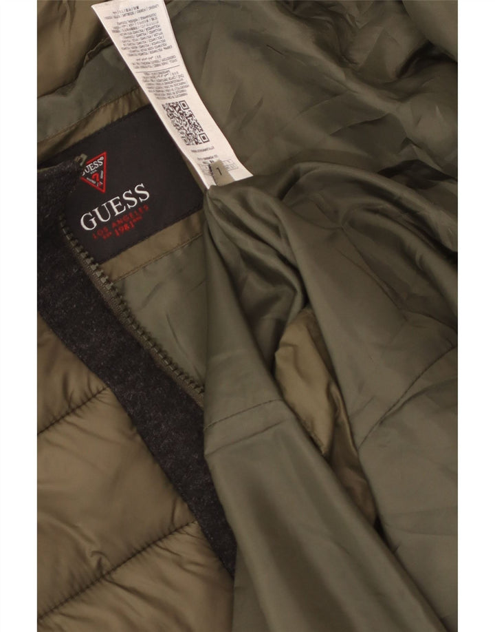 Guess Manteau rembourré pour homme UK 40 Large Kaki Polyamide