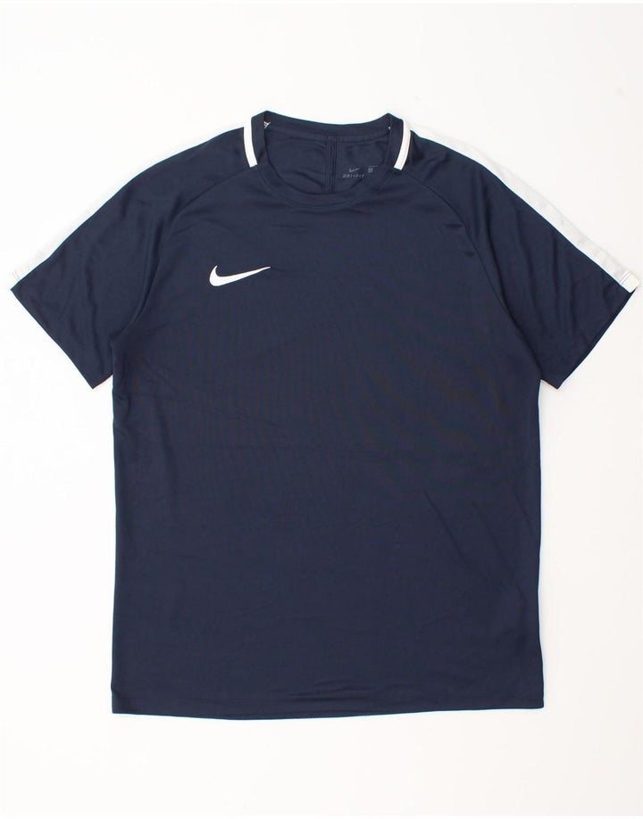 Nike Hommes Dri Fit T-Shirt Haut Large Bleu Marine Colorblock Polyester